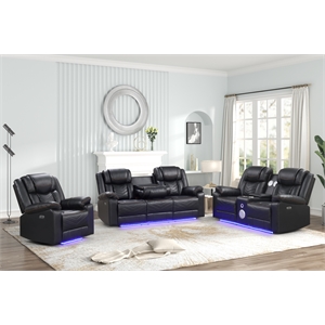 challenger modern 3pc(sofa loveseat chair)made with metal frame in black