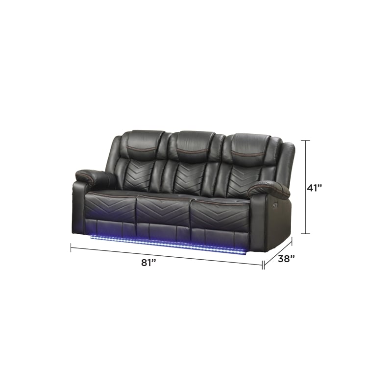 Challenger Modern LED Recliner Sofa made with wood and metal frame in Gray