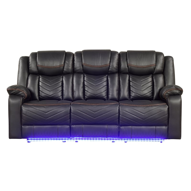 Challenger Modern LED Recliner Sofa made with wood and metal frame in Gray