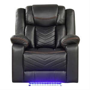 challenger modern led recliner chair made with wood and metal frame in gray