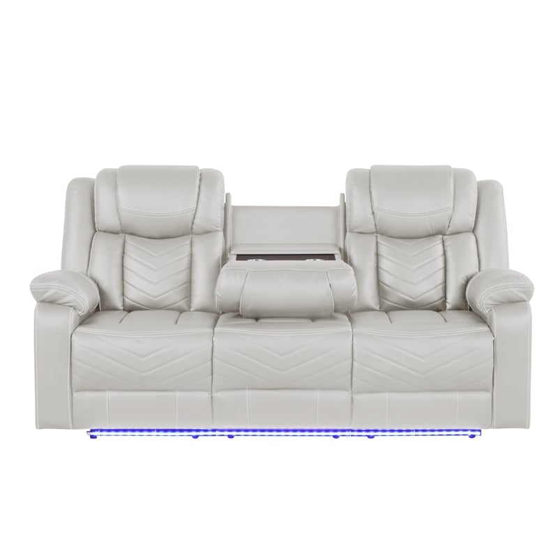 Challenger Modern LED Recliner Sofa made with wood and metal frame in Beige