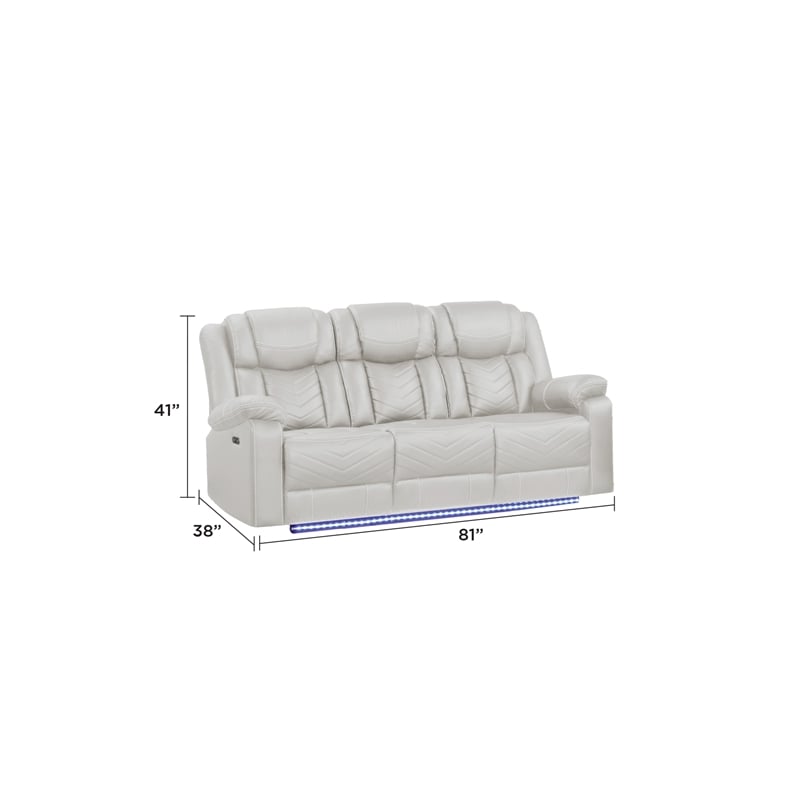 Challenger Modern LED Recliner Sofa made with wood and metal frame in Beige
