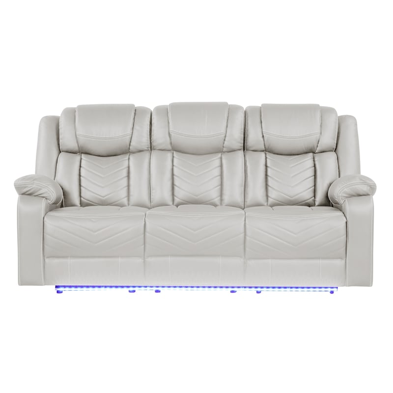Challenger Modern LED Recliner Sofa made with wood and metal frame in Beige