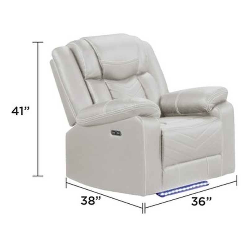 Challenger Modern LED Recliner Chair made with wood and metal frame Beige Color