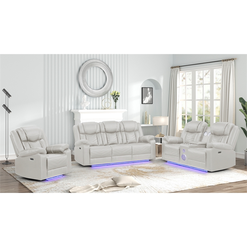 Challenger Modern LED Recliner Chair made with wood and metal frame Beige Color