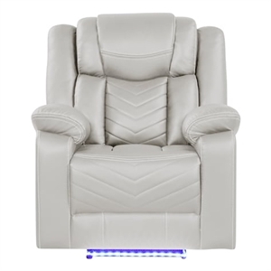 challenger modern led recliner chair made with wood and metal frame beige color