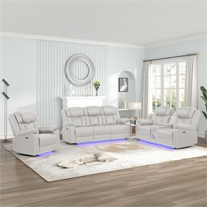 Challenger Modern 3PC(Sofa&Love&seat Chair)made with metal frame in Beige