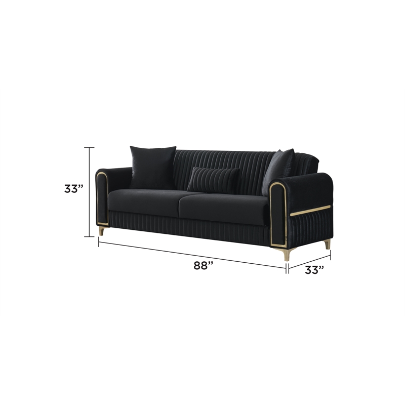 Melody Contemporary Sofa made with wood and Velvet in Black