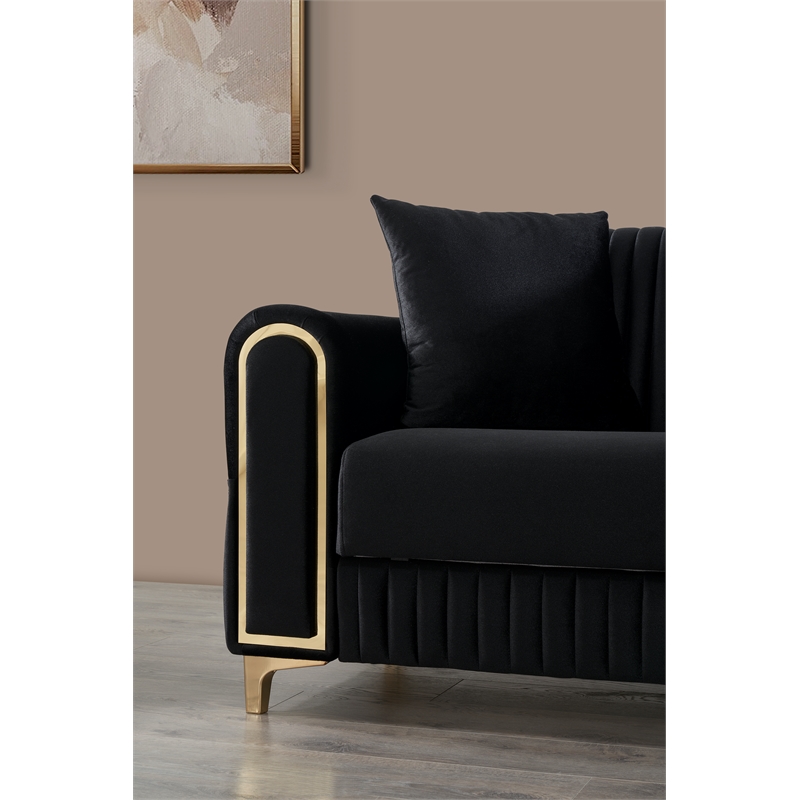 Melody Contemporary Sofa made with wood and Velvet in Black