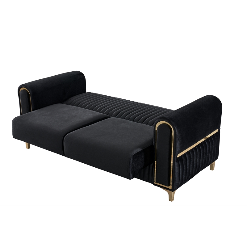 Melody Contemporary Loveseat made with wood and Velvet in Black