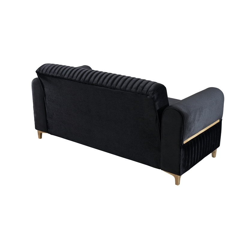 Melody Contemporary Loveseat made with wood and Velvet in Black