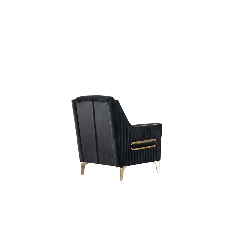 Melody Contemporary Chair made with wood and Velvet in Black