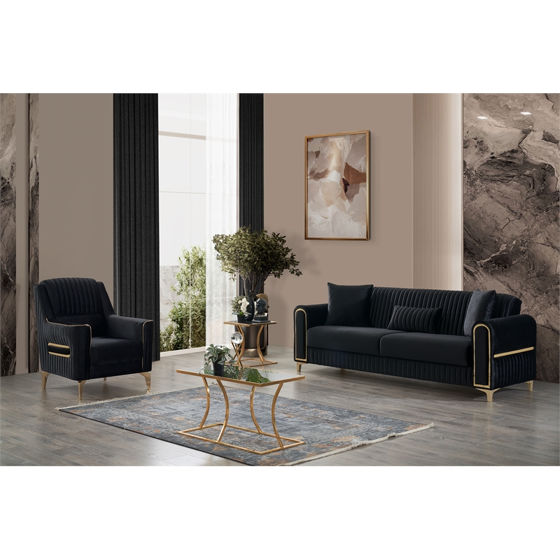 Melody Contemporary Chair made with wood and Velvet in Black