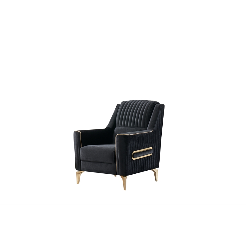 Melody Contemporary Chair made with wood and Velvet in Black
