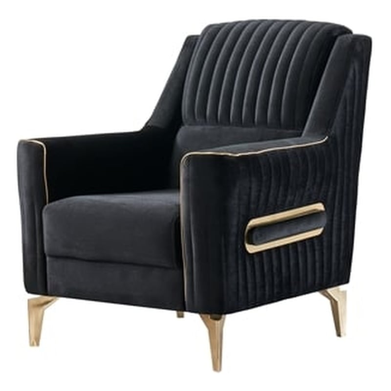 Melody Contemporary Chair made with wood and Velvet in Black