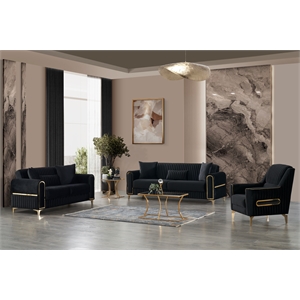 melody contemporary 3pc(sofa loveseat chair) made with wood in black