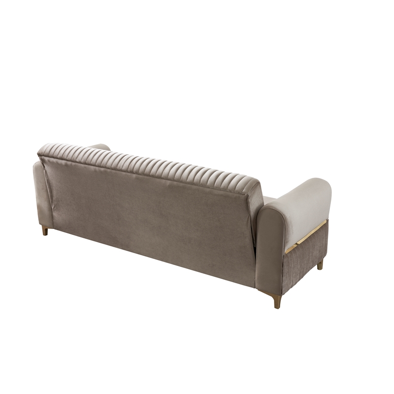 Melody Contemporary Sofa made with wood and Velvet in Taupe