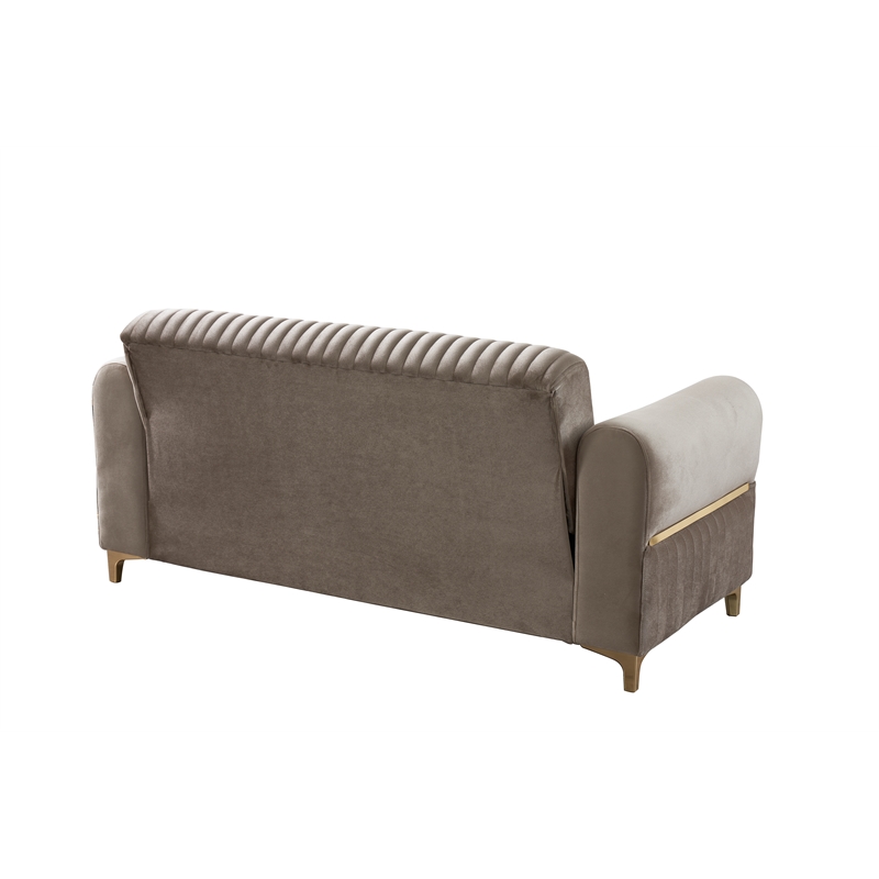 Melody Contemporary Loveseat made with wood and Velvet in Taupe