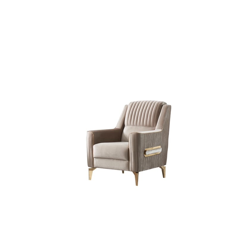 Melody Contemporary Chair made with wood and Velvet in Taupe