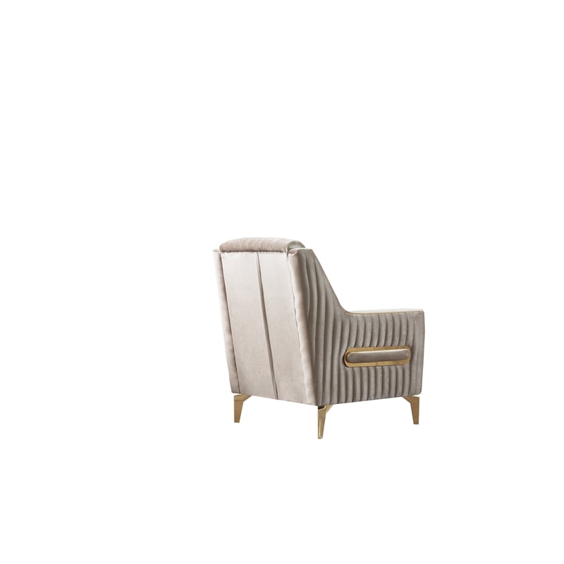 Melody Contemporary Chair made with wood and Velvet in Taupe
