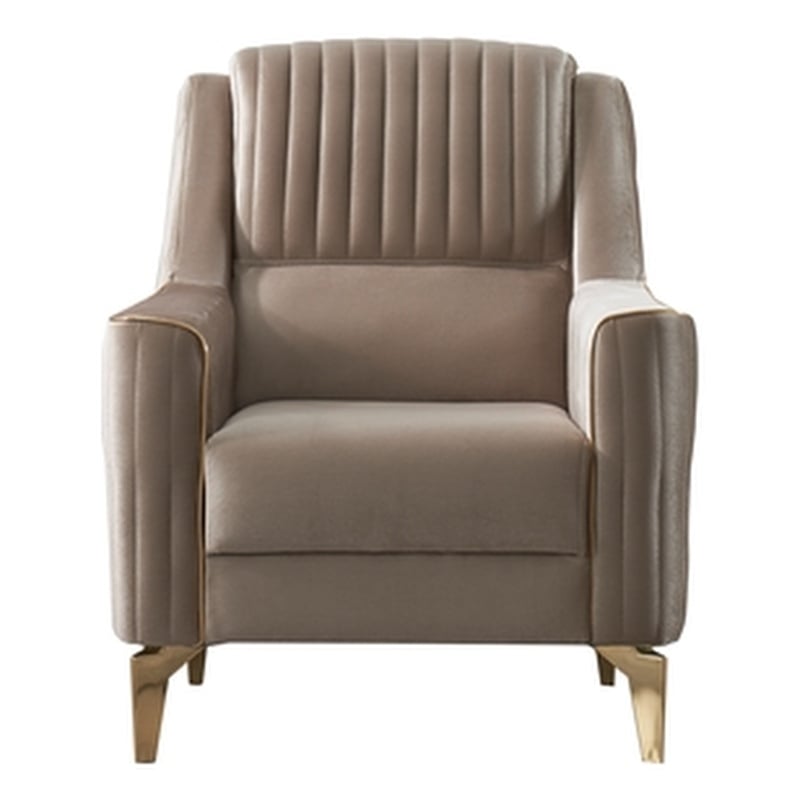 Melody Contemporary Chair made with wood and Velvet in Taupe