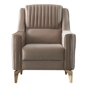 Melody Contemporary Chair made with wood and Velvet in Taupe
