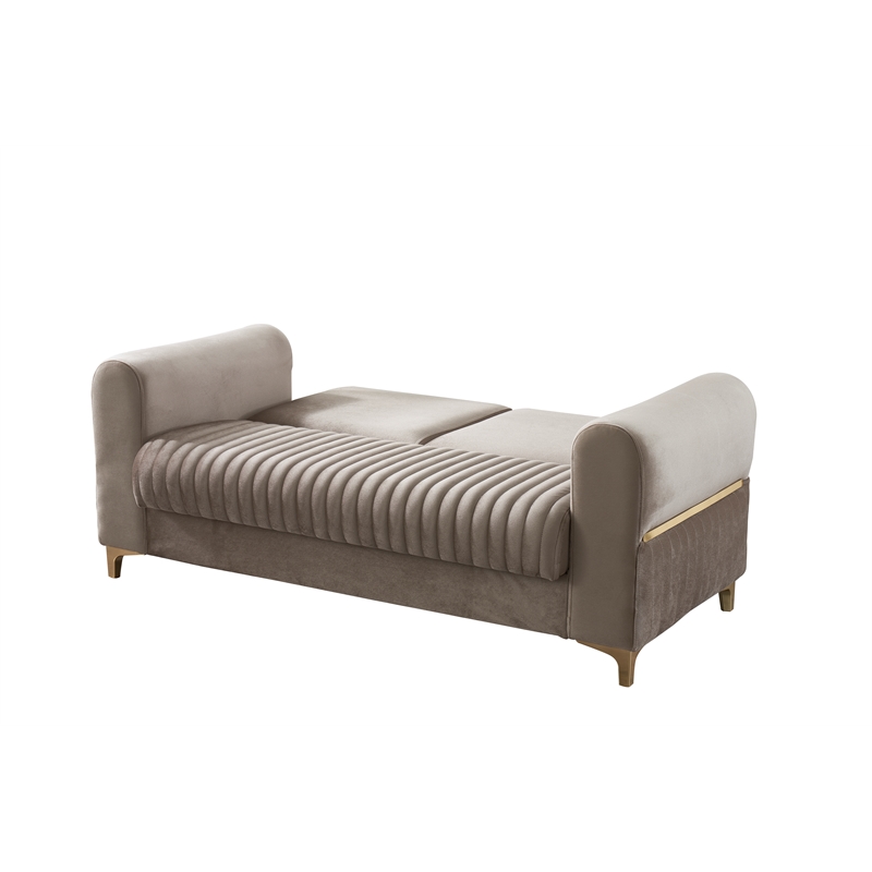 Melody Contemporary 2pc(Sofa Loveseat) made with wood in Taupe