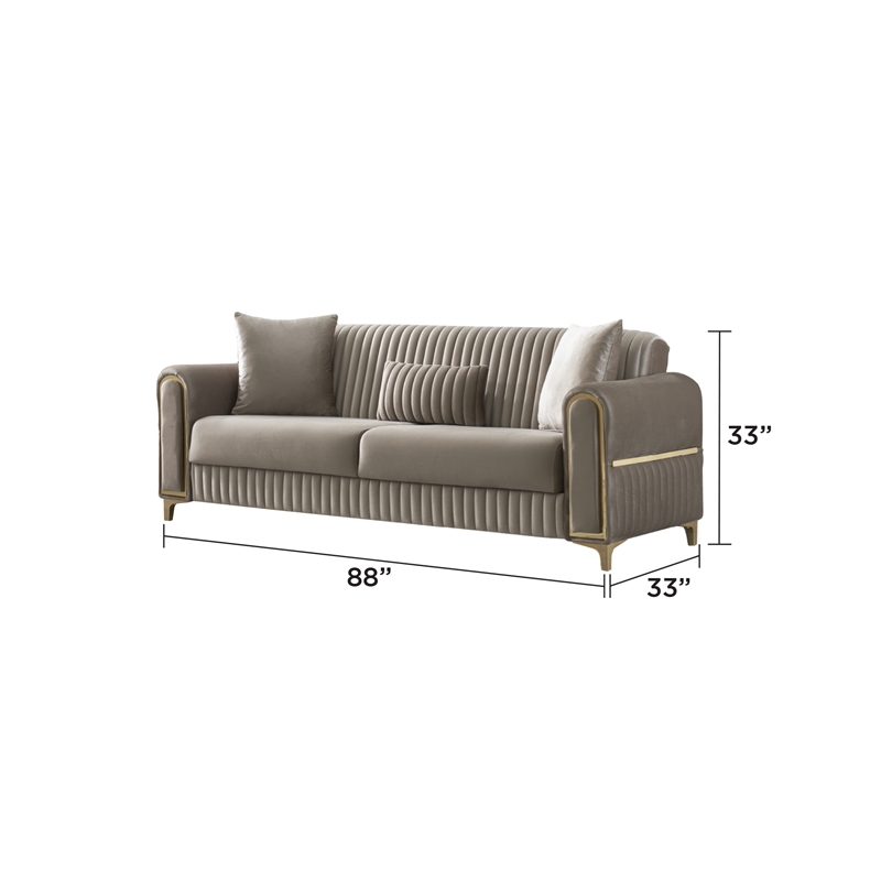 Melody Contemporary 2pc(Sofa Loveseat) made with wood in Taupe