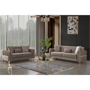 melody contemporary 2pc(sofa loveseat) made with wood in taupe