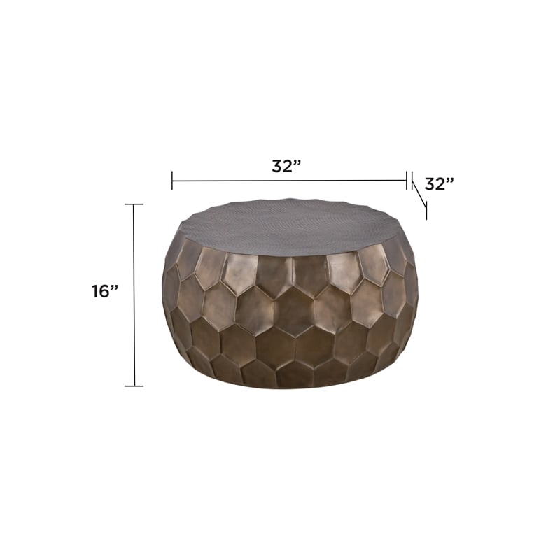 Furnishing CT-101-30-32 Coffee ET-101-25-18 End Table Gold color