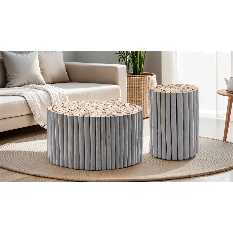 T1009-32 Coffee Table & ET1009-16 End Table Gray