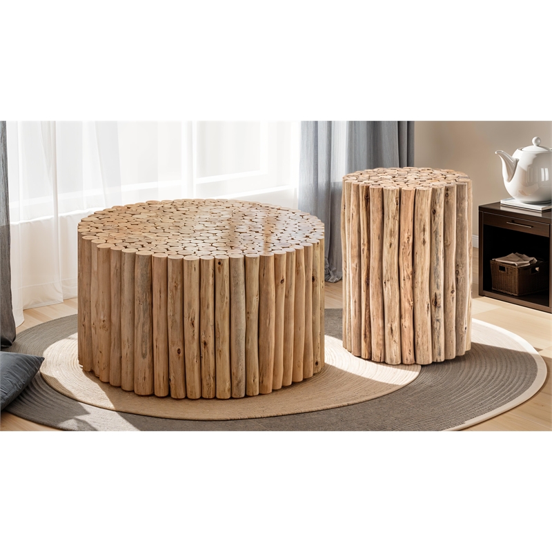 Modern T1009-32 Coffee Table & ET1009-16 End Table Natural