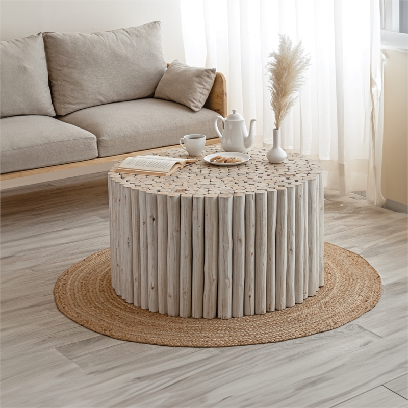 T1009-32 Wood Coffee Table & ET1009-16 Wood End Table in White