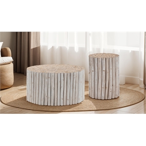T1009-32 Wood Coffee Table & ET1009-16 Wood End Table in White