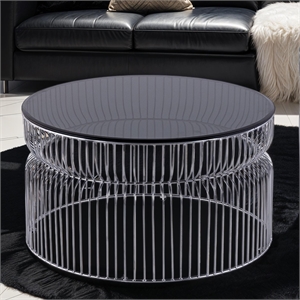 CT901 Round Coffee Table made with metal and Tempered Glass Top Silver