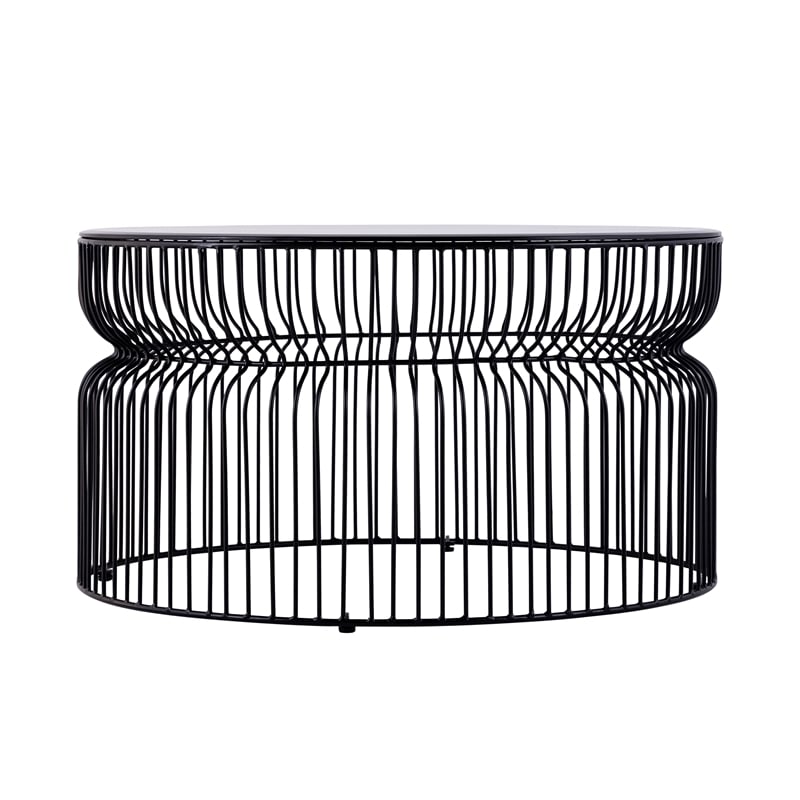 CT901 Round Coffee Table made with metal and Tempered Glass Top Black