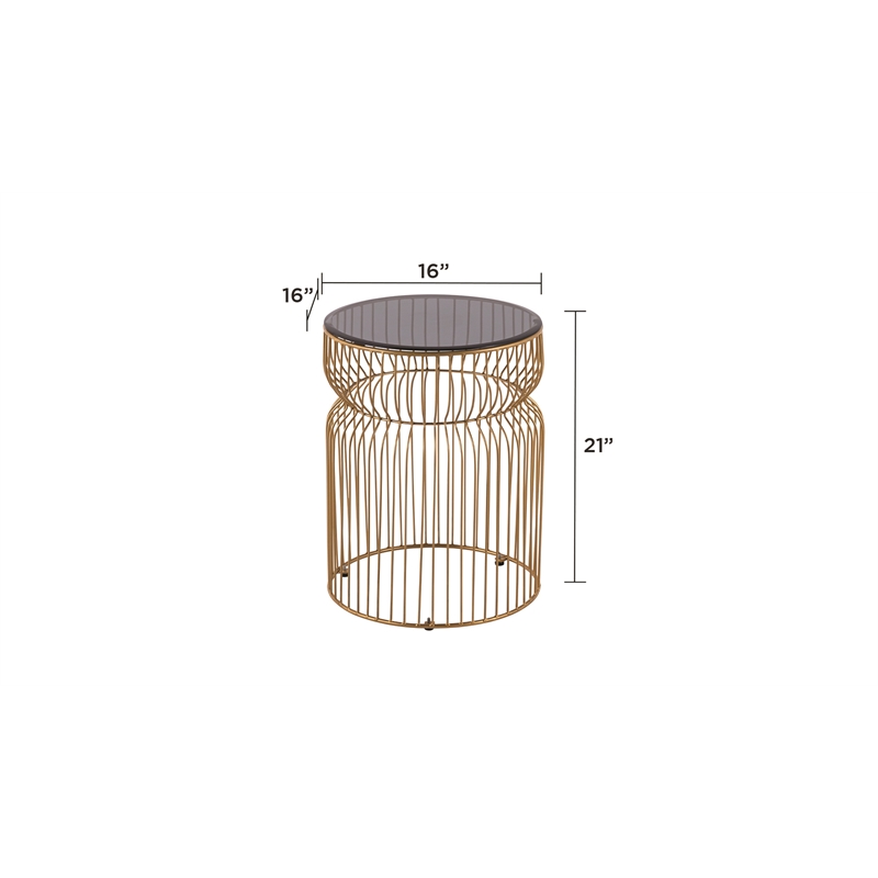 ET-901 END Table made with metal and Tempered Glass Top Gold