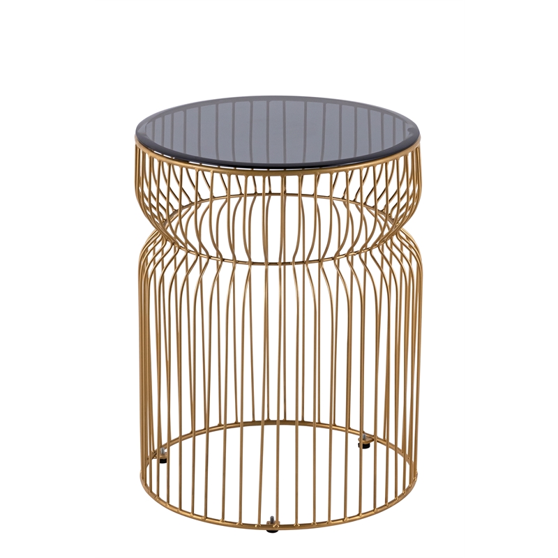ET-901 END Table made with metal and Tempered Glass Top Gold