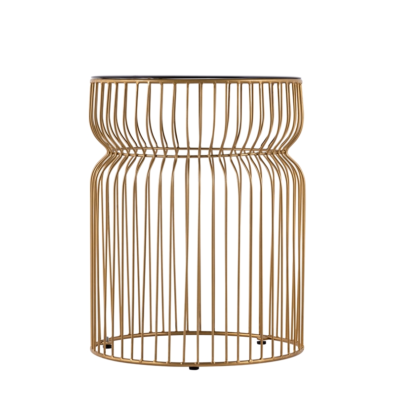 ET-901 END Table made with metal and Tempered Glass Top Gold