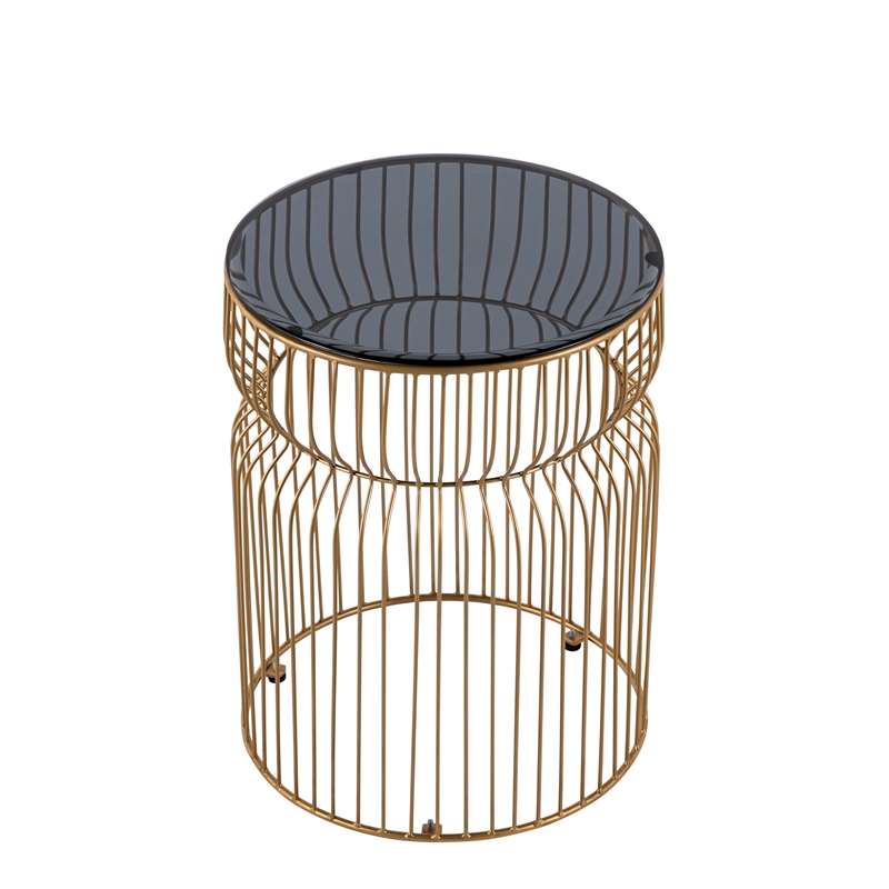 ET-901 END Table made with metal and Tempered Glass Top Gold