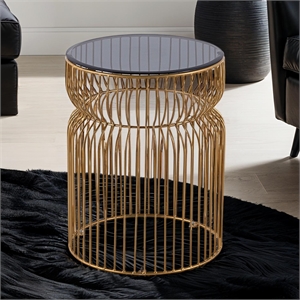 ET-901 END Table made with metal and Tempered Glass Top Gold