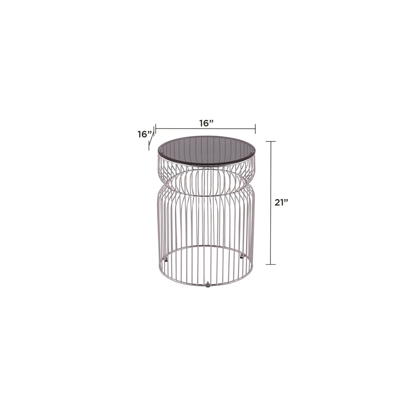 ET-901 END Table made with metal and Tempered Glass Top Silver