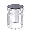 ET-901 END Table made with metal and Tempered Glass Top Silver