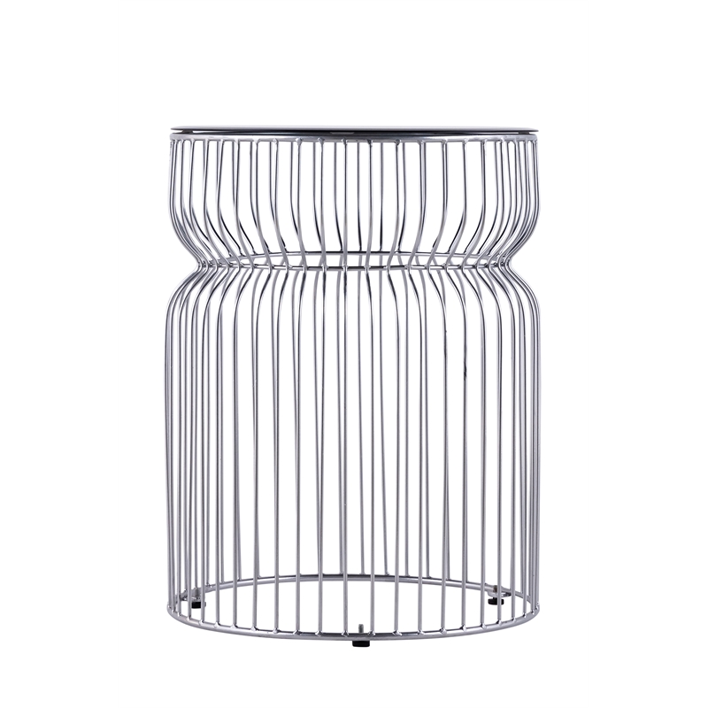 ET-901 END Table made with metal and Tempered Glass Top Silver