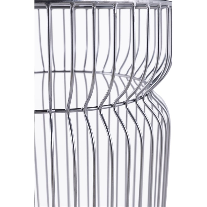 ET-901 END Table made with metal and Tempered Glass Top Silver