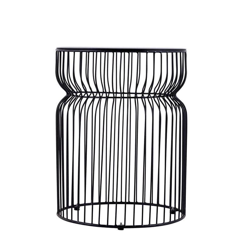 ET-901 END Table made with metal and Tempered Glass Top Black