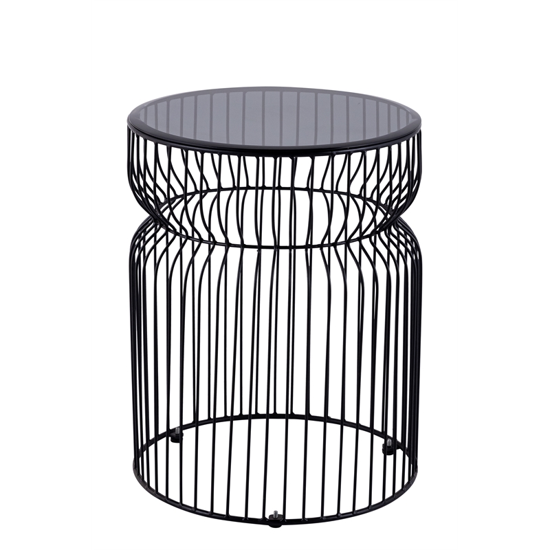 ET-901 END Table made with metal and Tempered Glass Top Black