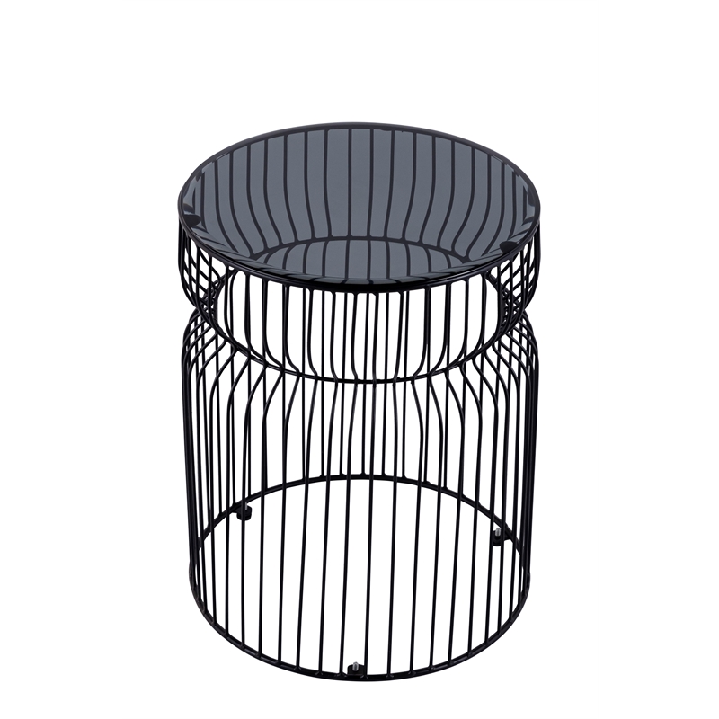 ET-901 END Table made with metal and Tempered Glass Top Black