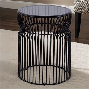 ET-901 END Table made with metal and Tempered Glass Top Black