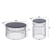 T901 Coffee and End Table Set made with metal and Tempered Glass Top Silver